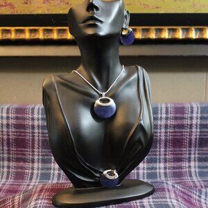 Liz & Co Blue Acrylic Silver Tone Necklace Earring Set